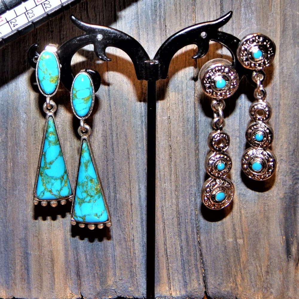 Faux Matching Turquoise Earring & 8.5 Ring Set
